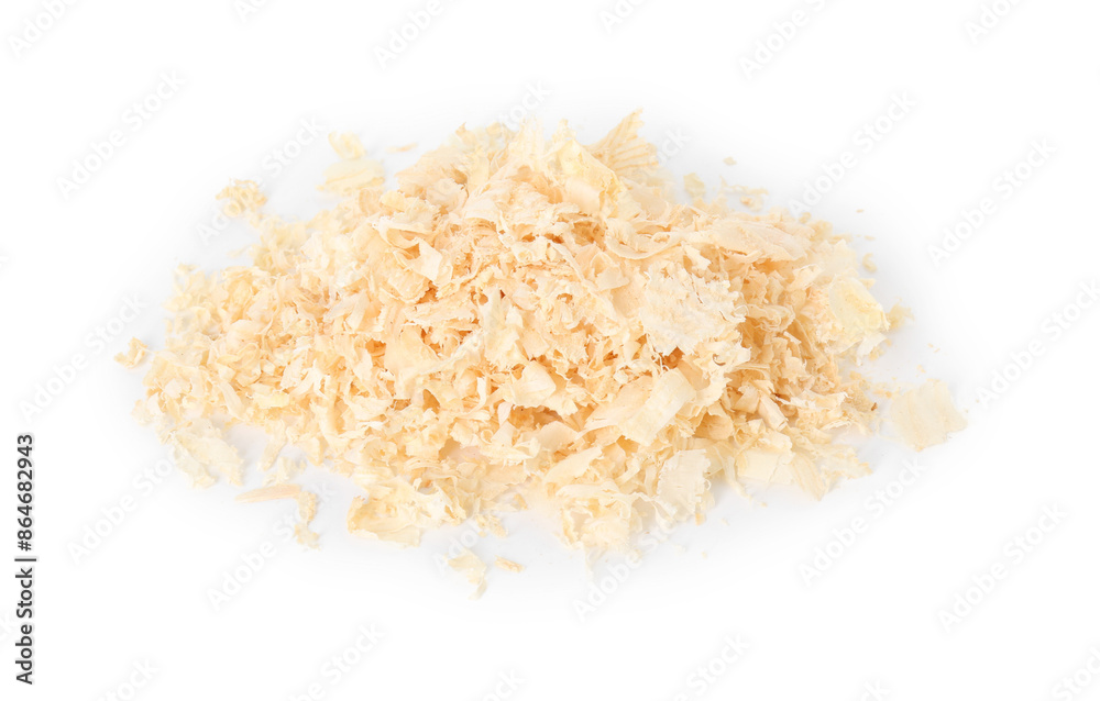 Pile of natural sawdust isolated on white Pile of natural sawdust isolated on white
