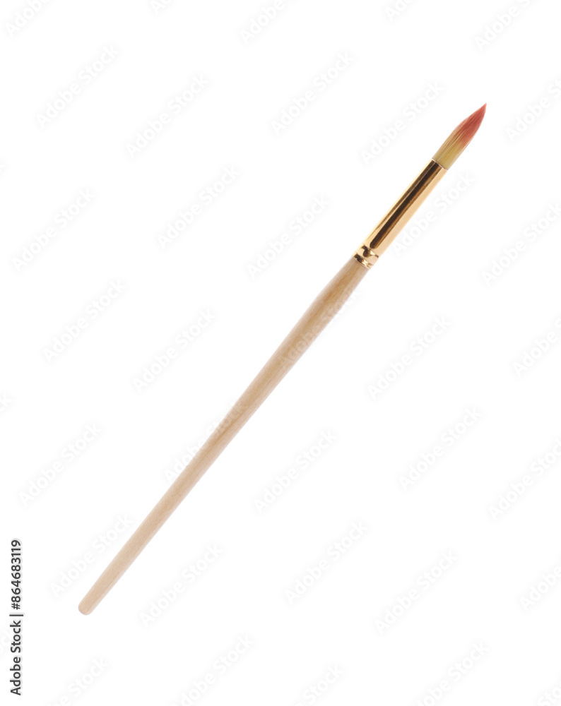 Paint brush with wooden handle isolated on white Paint brush with wooden handle isolated on white
