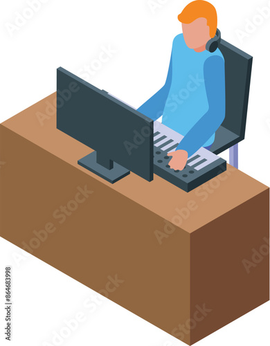 Sound designer is composing a soundtrack for a movie using professional equipment
