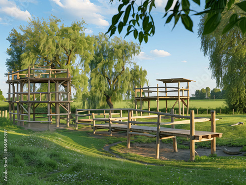 Exploring Nature: Wooden Observation Platforms in a Wildlife Reserve