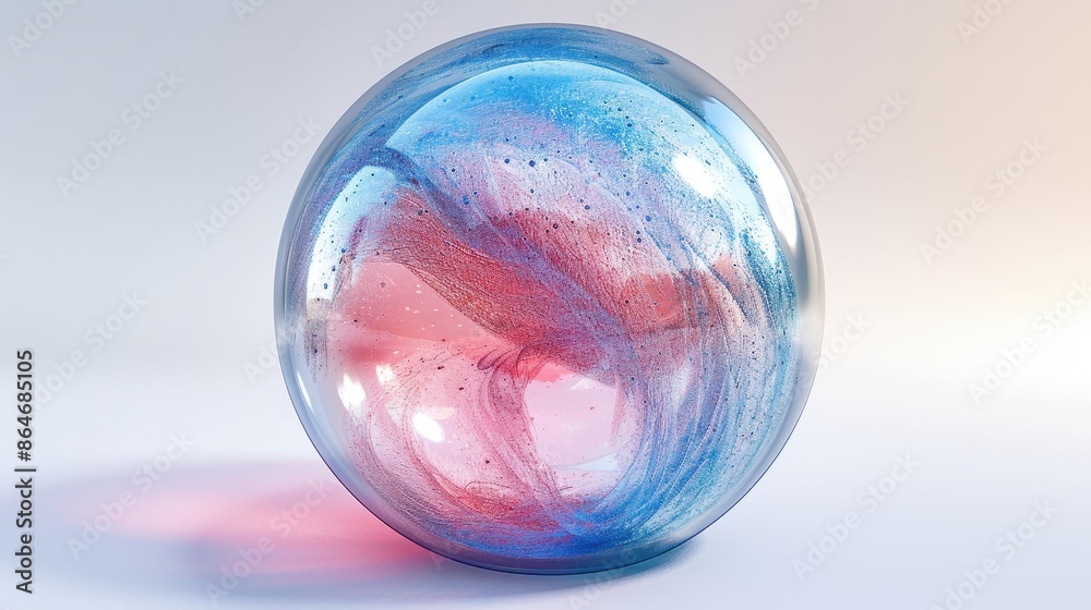 A beautiful glass orb featuring abstract swirls of blue and red colors, creating a mesmerizing and artistic visual effect. A beautiful glass orb featuring abstract swirls of blue and red colors, creating a mesmerizing and artistic visual effect.