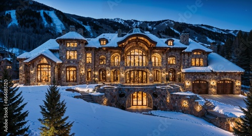 A dream mansion worth tens of millions of dollars with breathtaking views in Aspen, Colorado. Visualized from a real source.