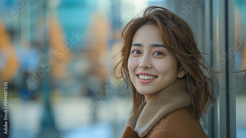 Free Download Candid portrait of a young Asian businesswoman looking with a confident and assured attitude, expressing feelings of confidence. - GFXLoad