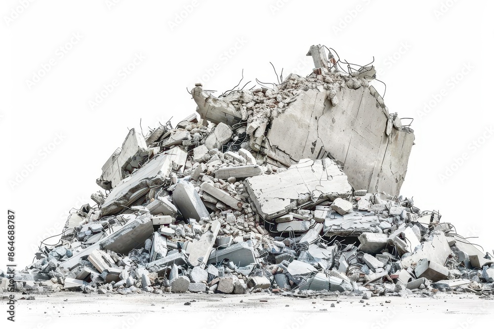 destroyed concrete building debris isolated rubble heap demolition waste recycling concept digital illustration destroyed concrete building debris isolated rubble heap demolition waste recycling concept digital illustration