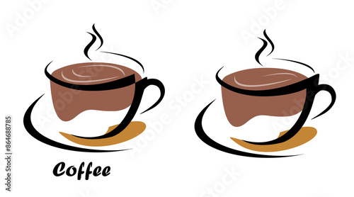 Simple coffee logo, transparent background