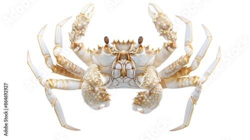 3. Generate a digital artwork of a crab's complete anatomy, highlighting its chelae (claws), rostrum, and intricate shell patterns, suitable for scientific illustrations or educational materials with photo