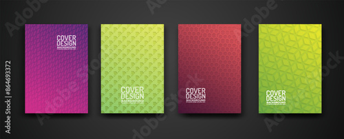 set cover design with modern geometric lines textured pattern and colorful dynamic gradation