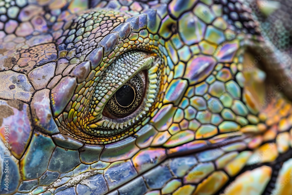 Fototapeta premium Close-up of a Green Iguana's Eye