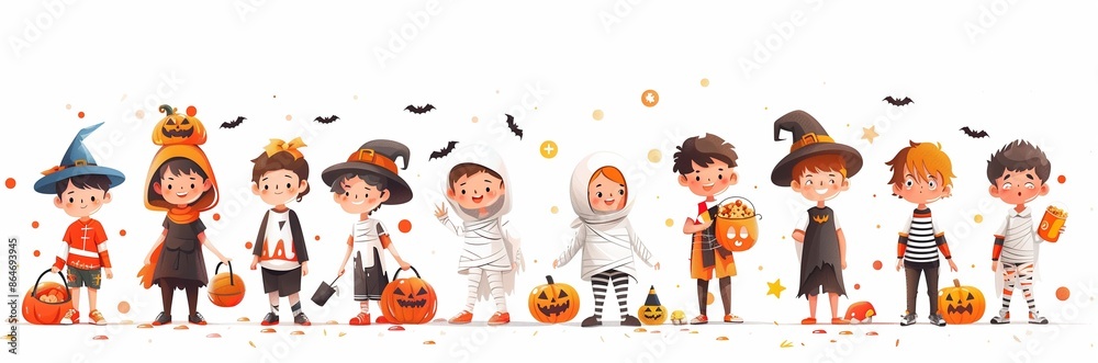 ハロウィンの仮装をした子供たちのイラスト ハロウィンの仮装をした子供たちのイラスト
