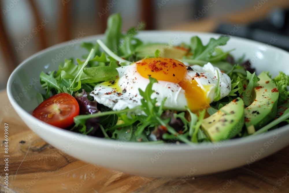 Fresh and Flavorful Salad with Poached Egg and Avocado Fresh and Flavorful Salad with Poached Egg and Avocado