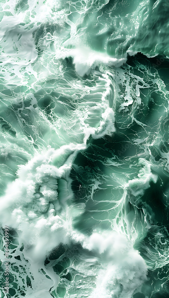Naklejka premium waves on the beach, Abstract background in light green tones