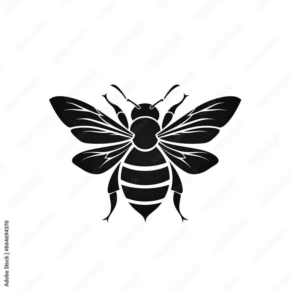 Obraz premium bee isolated on white, bee silhouette