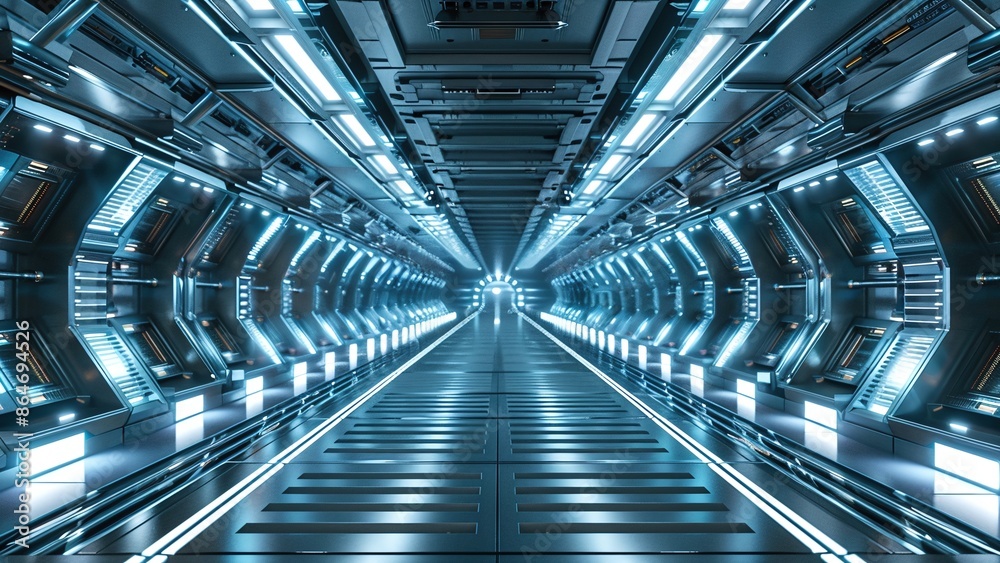 Sci-fi glowing future hyperspace tunnel Sci-fi glowing future hyperspace tunnel