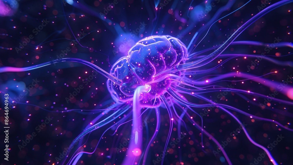 Fototapeta premium Artificial Intelligence Brain Cells and Neural Networks