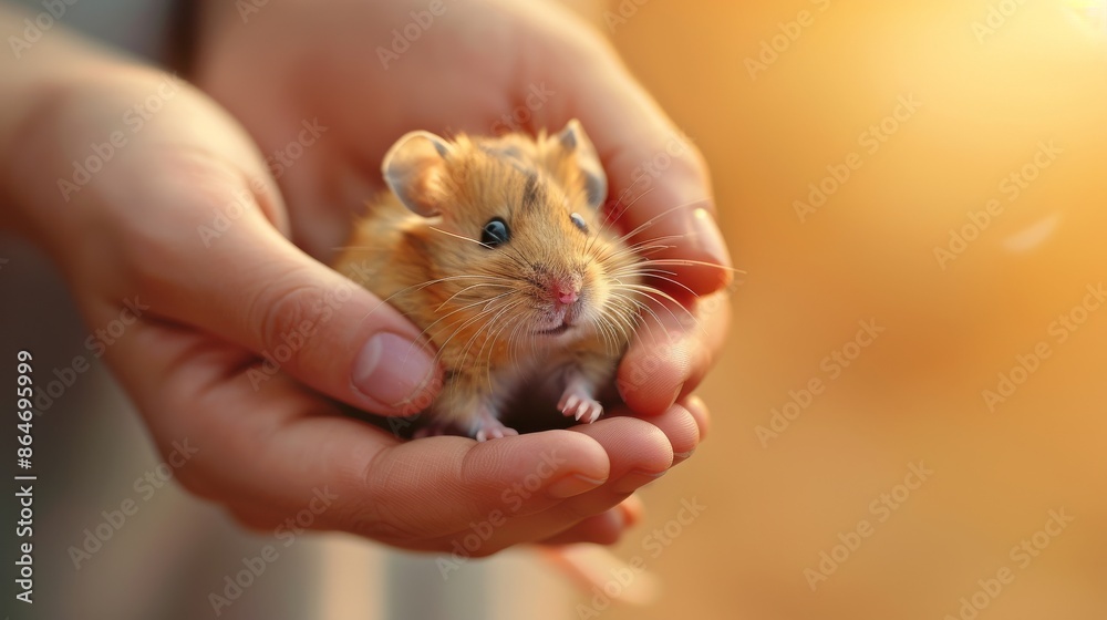 Cute Little Mouse In Hands Cute Little Mouse In Hands