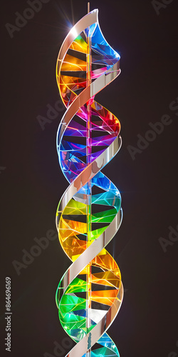 Espiral Dupla de DNA com Cores Vibrantes e Brilhantes photo