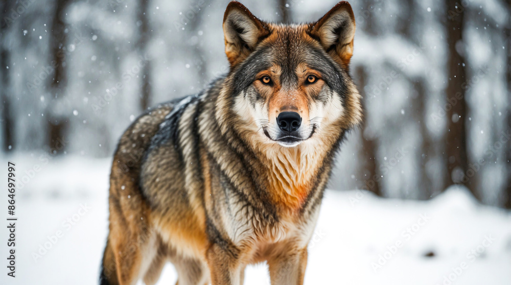 portrait of a brown wolf looking in the forest portrait of a brown wolf looking in the forest