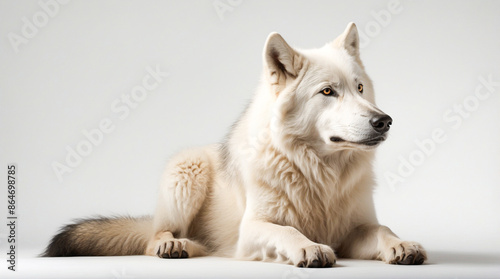 potrait of white wolf with the white background