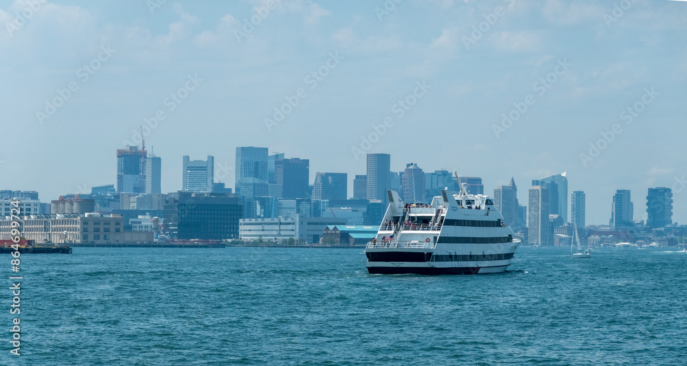 boston city massachusetts waterfron harbor day views