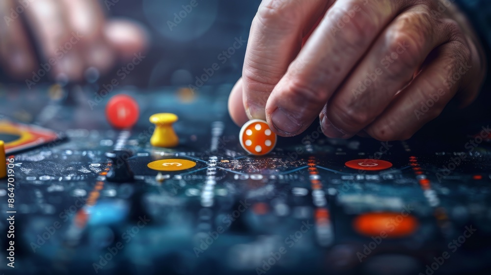Closeup of Hand Placing Game Piece on Board Game Closeup of Hand Placing Game Piece on Board Game