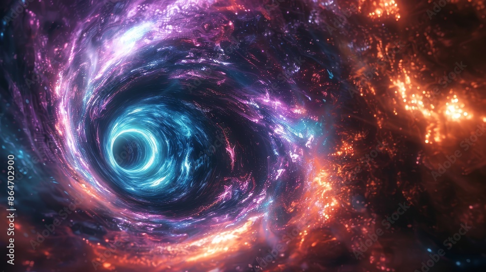 Obraz premium A colorful, swirling vortex of light and color