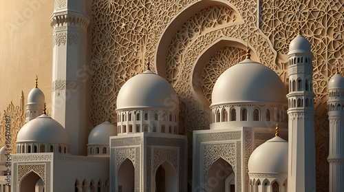 Beautiful mosque 3d relief wallpaper Mural wallpaper Wall art.generative.ai photo