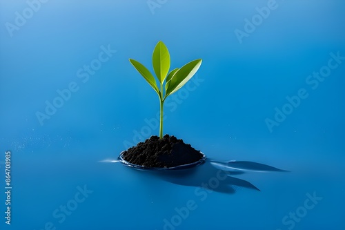 A small plant in an attractive background.Concept of planting for future auspicious event, generative AI photo