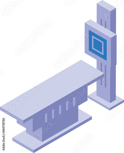Modern medical scanner machine generating results on screen in hospital laboratory