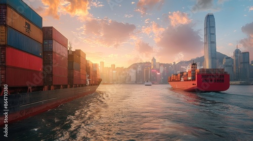 Wallpaper Mural Urban Waterfront Dynamics: Capturing the Intersection of Cargo and Global Trade Torontodigital.ca