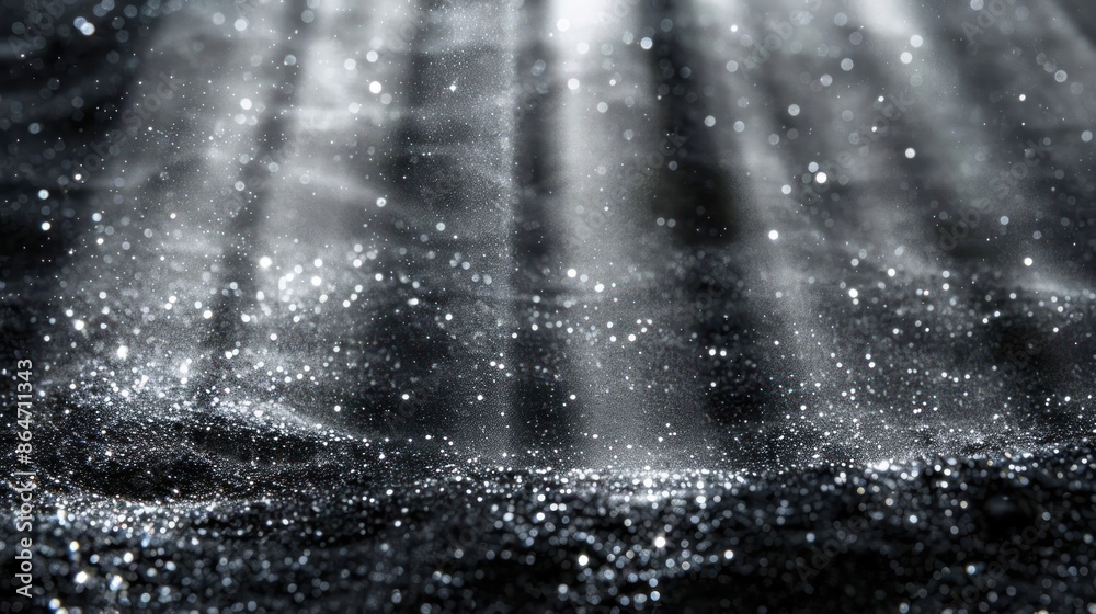 Sparkling particles under flood light beams Sparkling particles under flood light beams