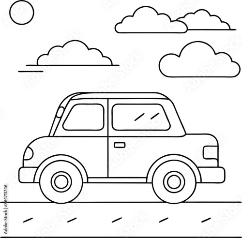 Motorcar on road coloring pages  © Mizanul_Islam