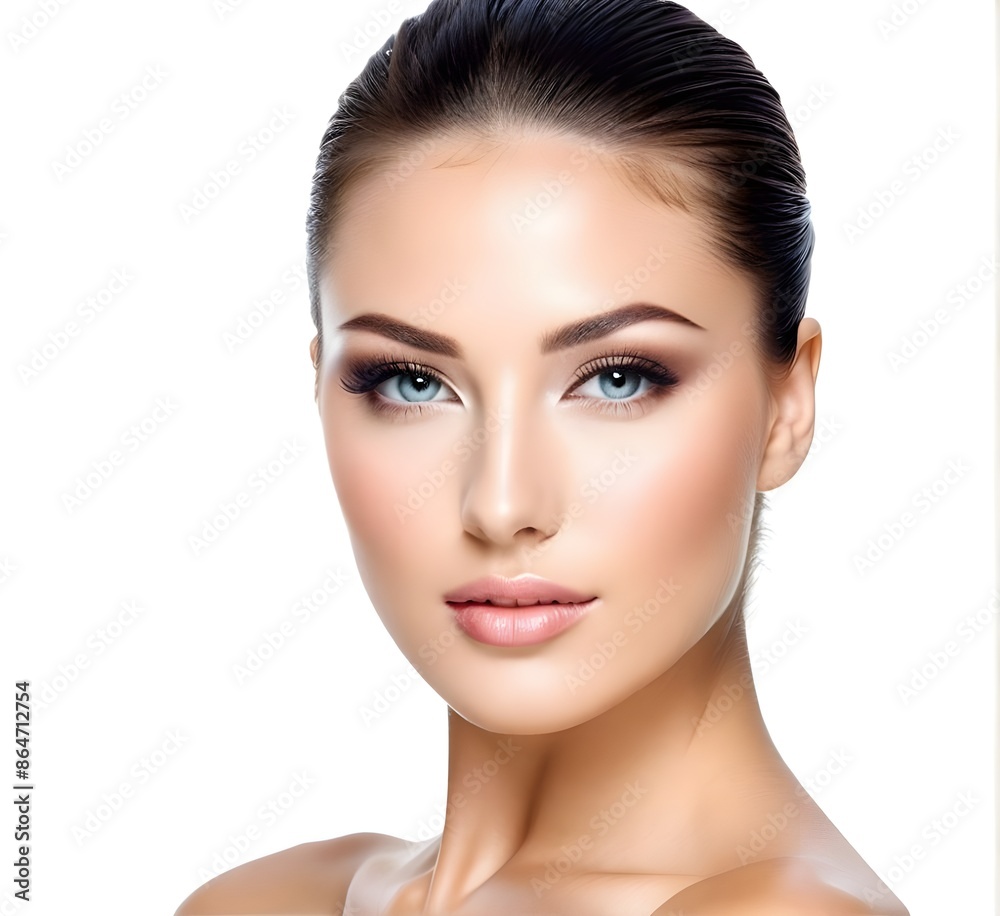 Beautiful Face of Young Woman with Clean Fresh Skin Beautiful Face of Young Woman with Clean Fresh Skin
