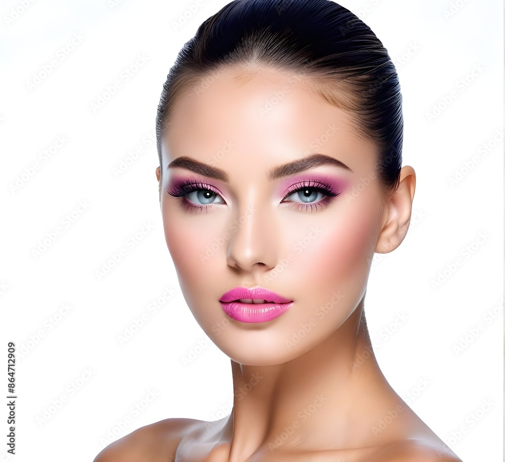 Beautiful Face of Young Woman with Clean Fresh Skin Beautiful Face of Young Woman with Clean Fresh Skin