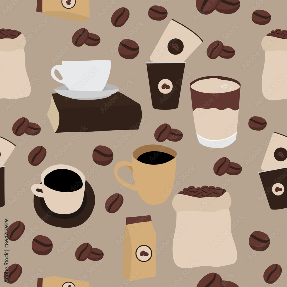 Obraz premium Coffee Seamless Pattern