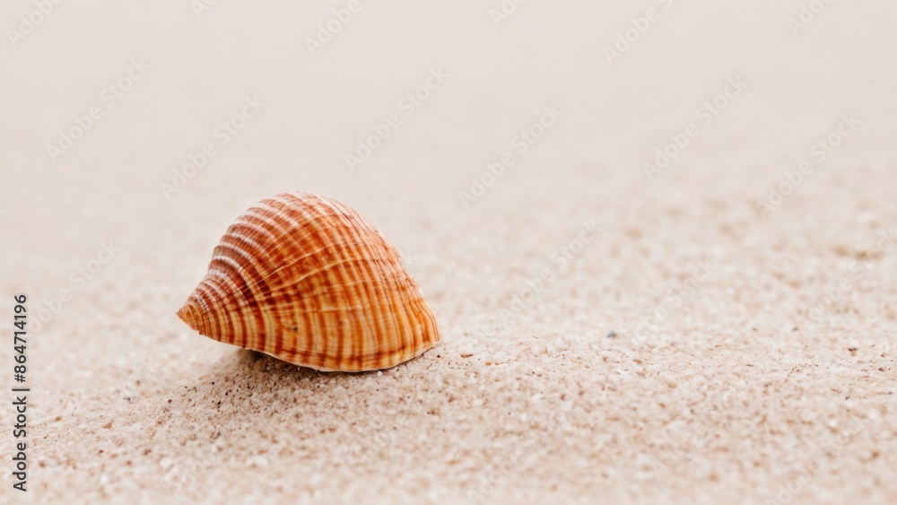 seashell on the sand on a white background with copy space for your seashell on the sand on a white background with copy space for your