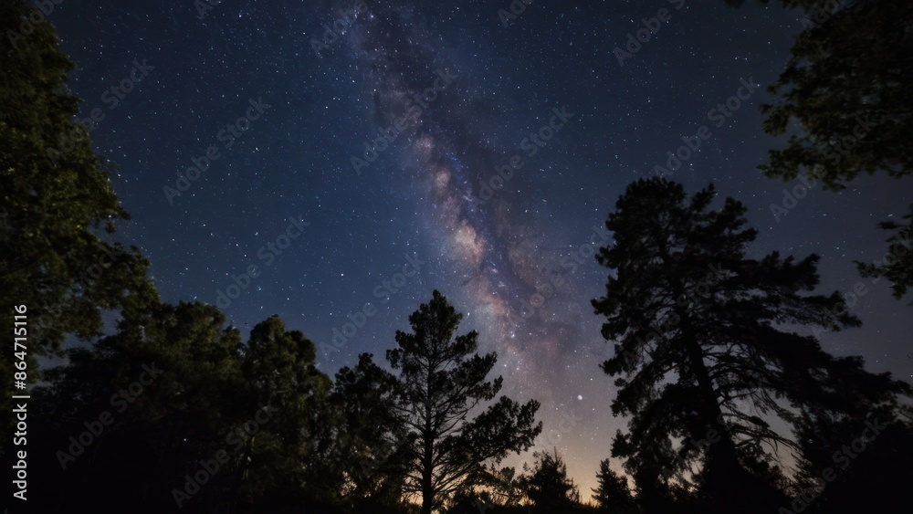 galaxy in the night sky with a bright star in the foreground and trees in the foreground galaxy in the night sky with a bright star in the foreground and trees in the foreground