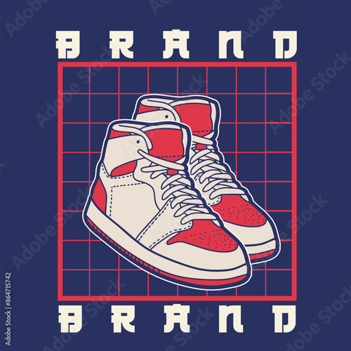 Sneaker shoes . Concept. Flat design. Vector illustration. Sneakers in flat style. Sneakers side view. Fashion sneakers.	
