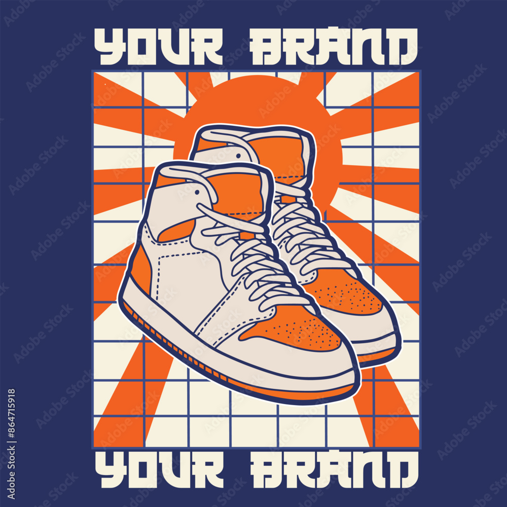 Fototapeta premium Sneaker shoes . Concept. Flat design. Vector illustration. Sneakers in flat style. Sneakers side view. Fashion sneakers. 