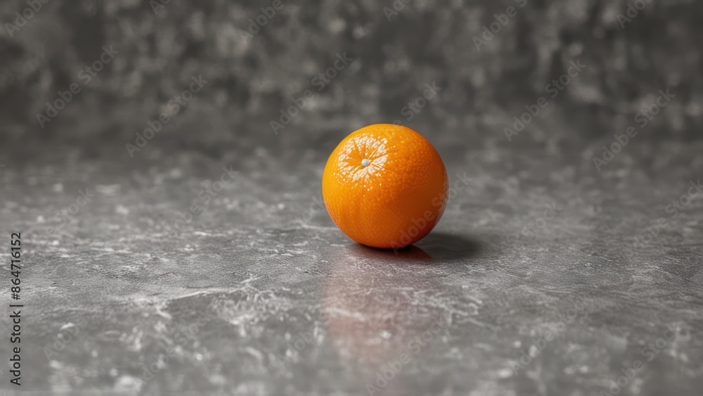 A single orange on a grey background, photographed in high-resolution. A single orange on a grey background, photographed in high-resolution.