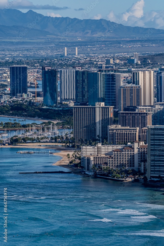 Obraz premium Spectacular view of Honolulu city, Oahu