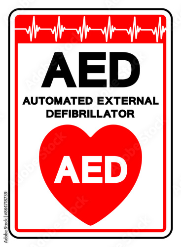 AED Automated External Defibrillator Symbol Sign, Vector Illustration, Isolate On White Background Label .EPS10