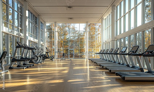 Modern Gym With Treadmills And Natural Light
