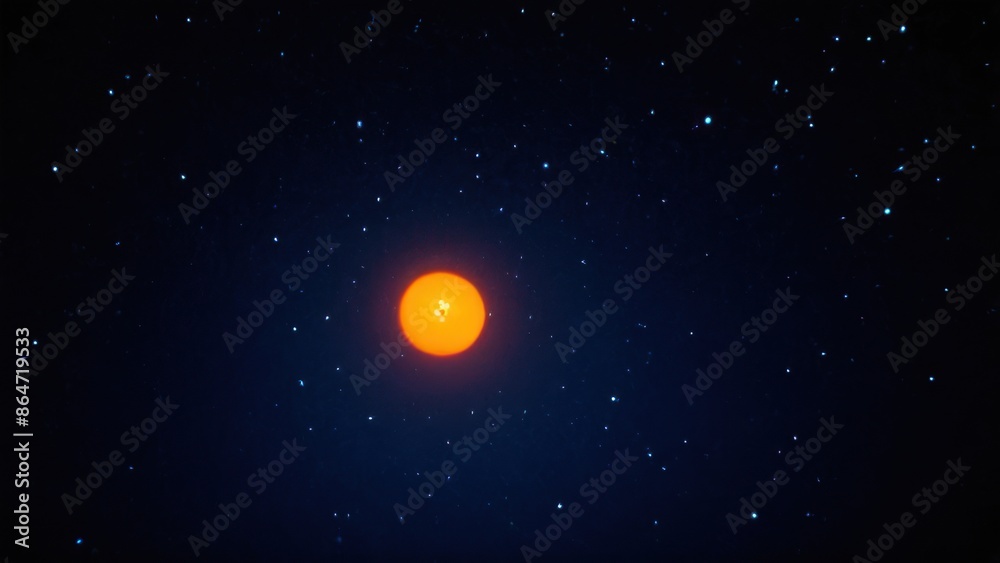 bright orange object in the middle of a dark blue sky with stars in the background bright orange object in the middle of a dark blue sky with stars in the background