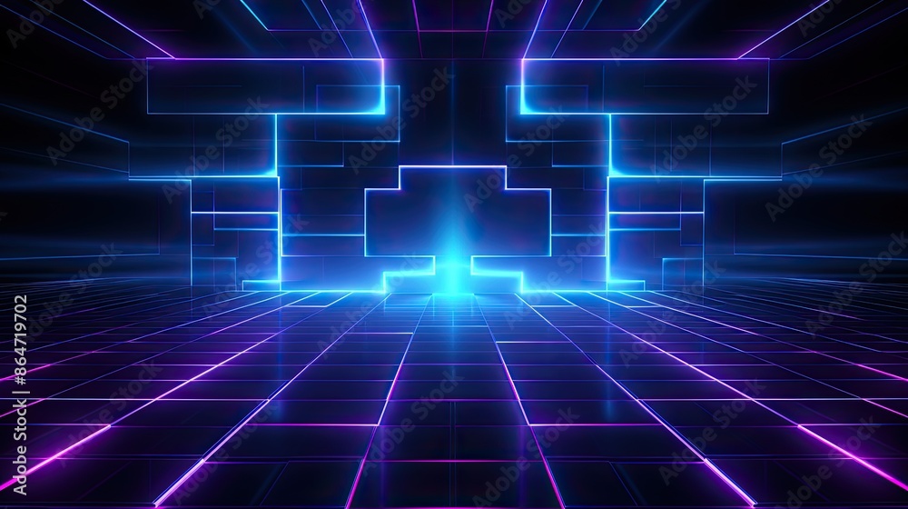 Abstract Neon Grid Background With Blue and Purple Lines Abstract Neon Grid Background With Blue and Purple Lines