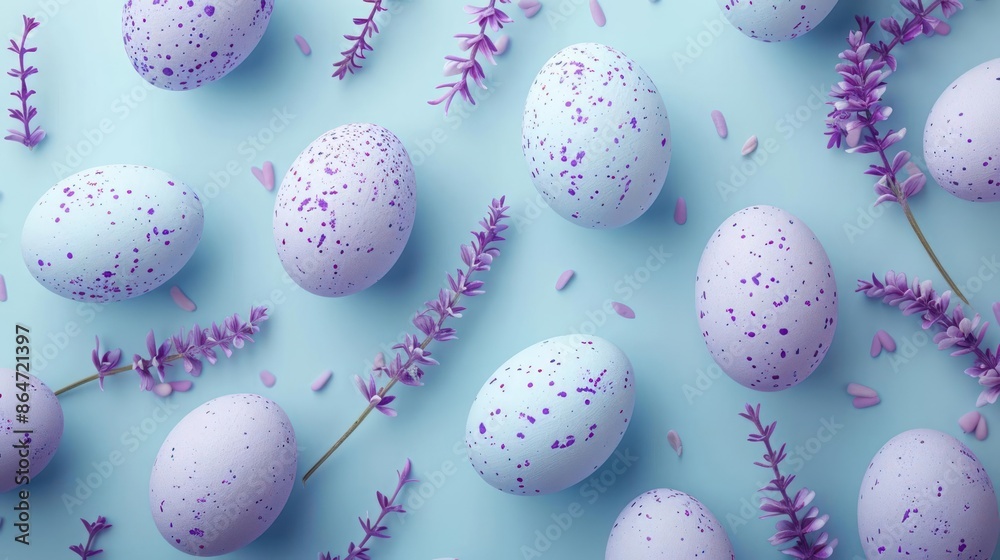 Pastel Elegance, Purple Easter Eggs Adorned with Lavender Pastel Elegance, Purple Easter Eggs Adorned with Lavender