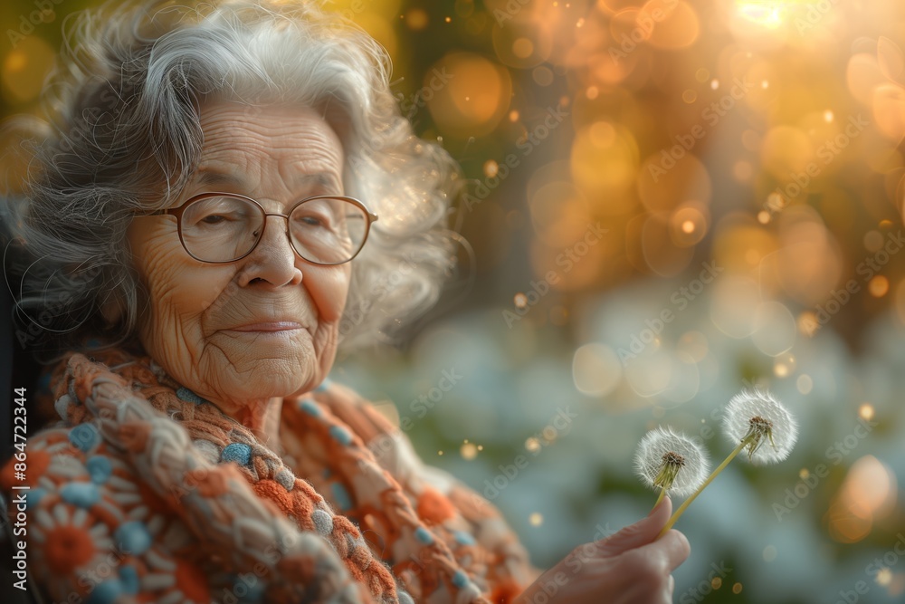 Elderly Woman in Wheelchair and Nurse Picking Flowers Elderly Woman in Wheelchair and Nurse Picking Flowers
