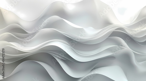 Abstract white whorls and waves, creating a seamless flow of soft curves and smooth textures. photo