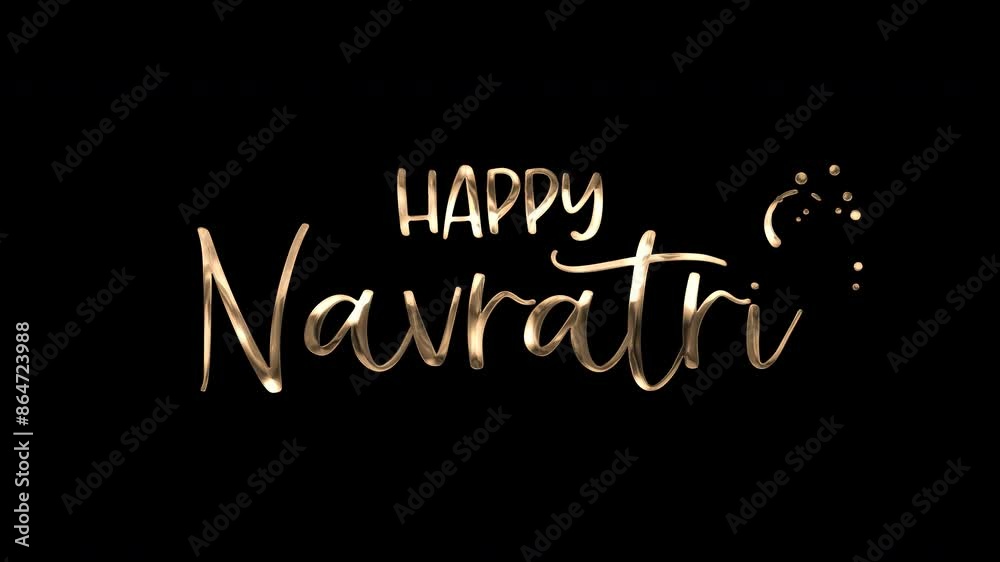 Animated happy Navratri text on black background, perfect for festive greeting cards, social media posts, or event promotions. Animated happy Navratri text on black background, perfect for festive greeting cards, social media posts, or event promotions.
