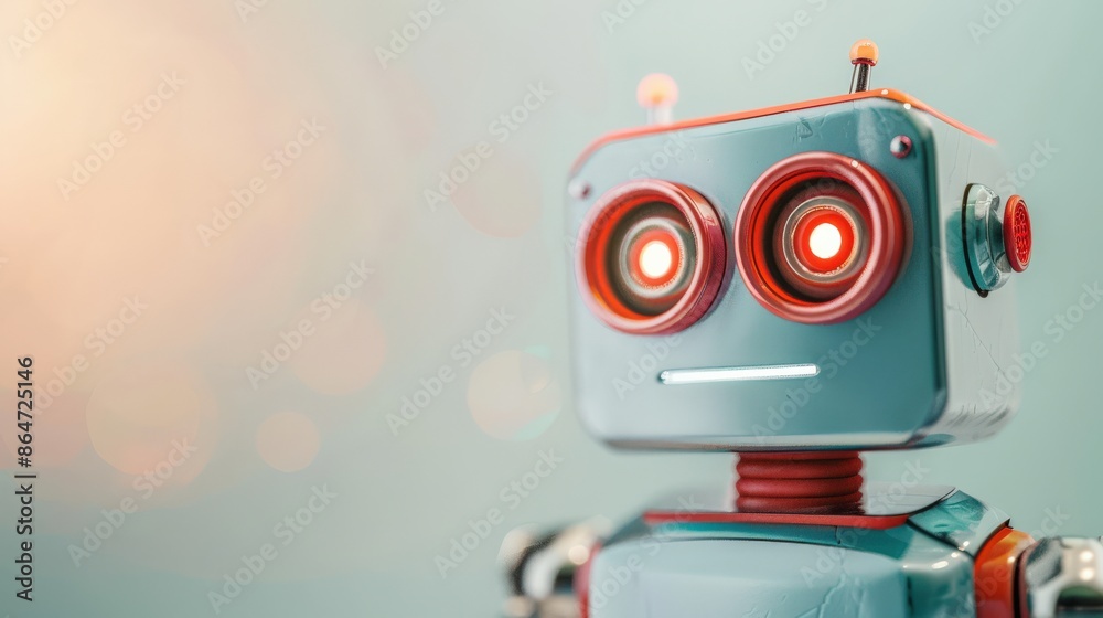 A robot with red eyes and a blue body A robot with red eyes and a blue body