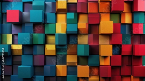 A colorful wall made of blocks with a variety of colors